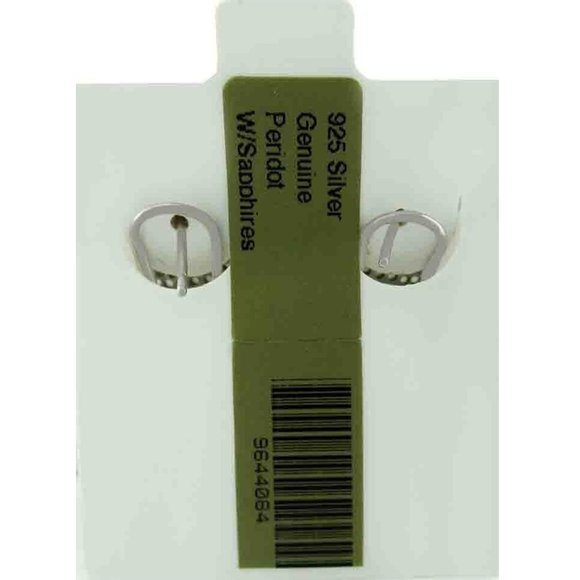 Lab Peridots 6.84 Cts & White Sapphires Dangling Earrings .925 Silver
